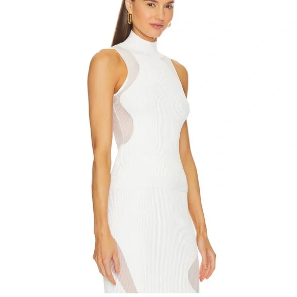 NWT Herve Lager Opaque sheer rib mock top in white XS [Top only] - Picture 4 of 11